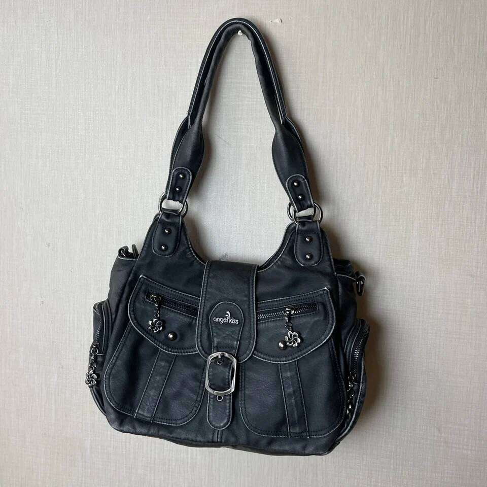 Vintage Y2K Crossbody Bags for Women Large Capacity Multi Pocket Soft Leather Shoulder Purses and Handbags H260225