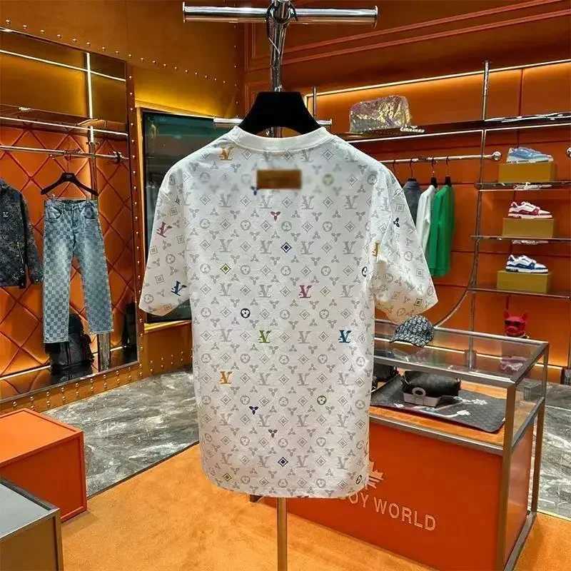 T-Shirt, All-Over Retro Monogram Print, High-Count Breathable Combed Cotton Loose Straight Fit for Casual Luxury StyleT260225