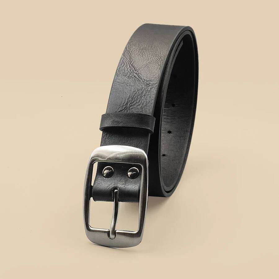 Classic Black Silver Pu Leather Thin Casual Needle Buckle Belt Pants Jeans Decoration Y260225