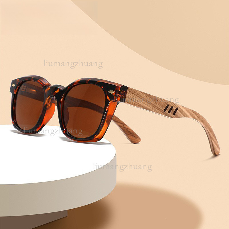 2026 Designer Luxury Women's Thick Frame Sunglasses Fashion Trend Square Hollow Wooden Legs Street Photography Sunglasses Sports UV Protective Outdoor Glasses