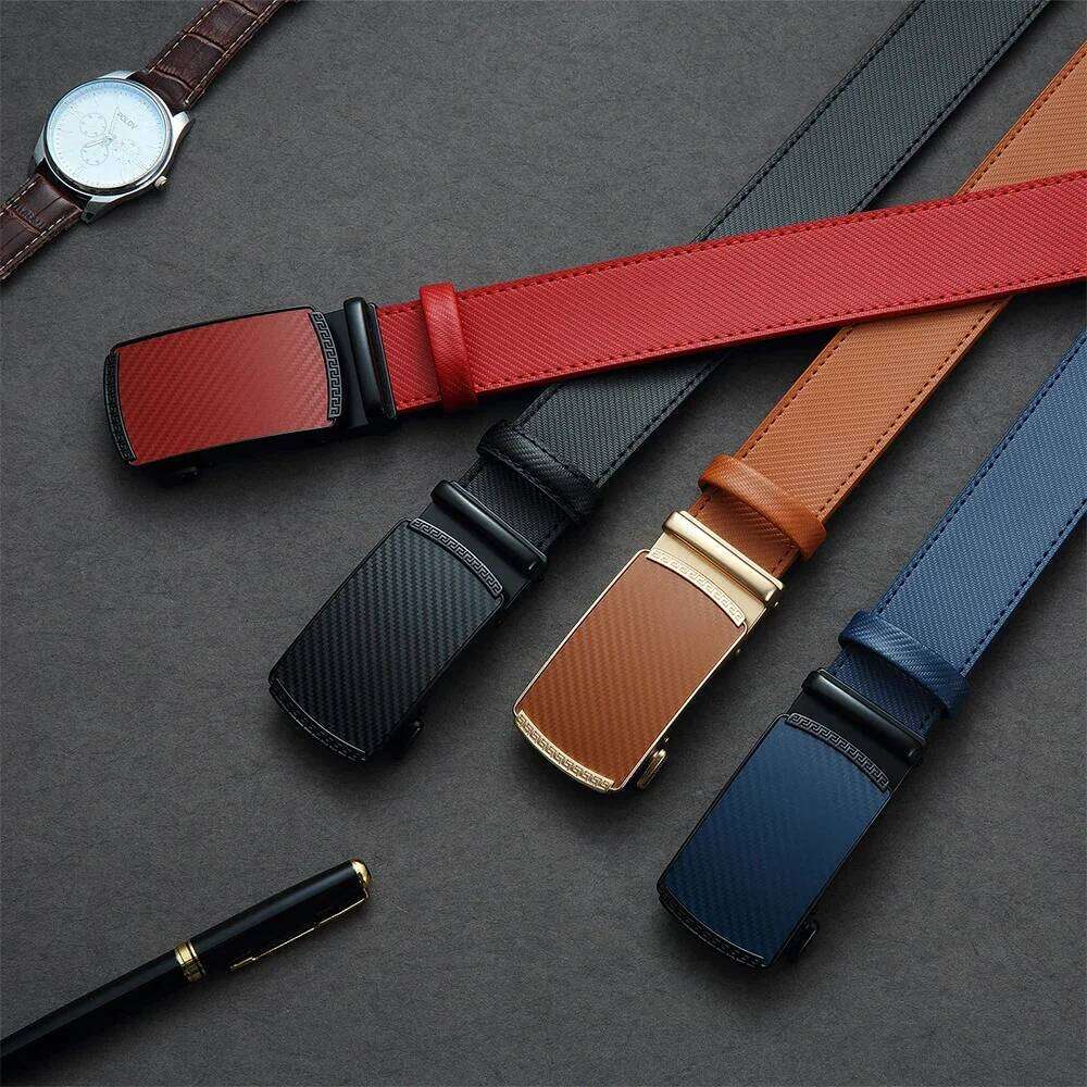Men's Fashion Metal Alloy Automatic Buckle Adult Leather Brand Jeans Business Belt Y260225