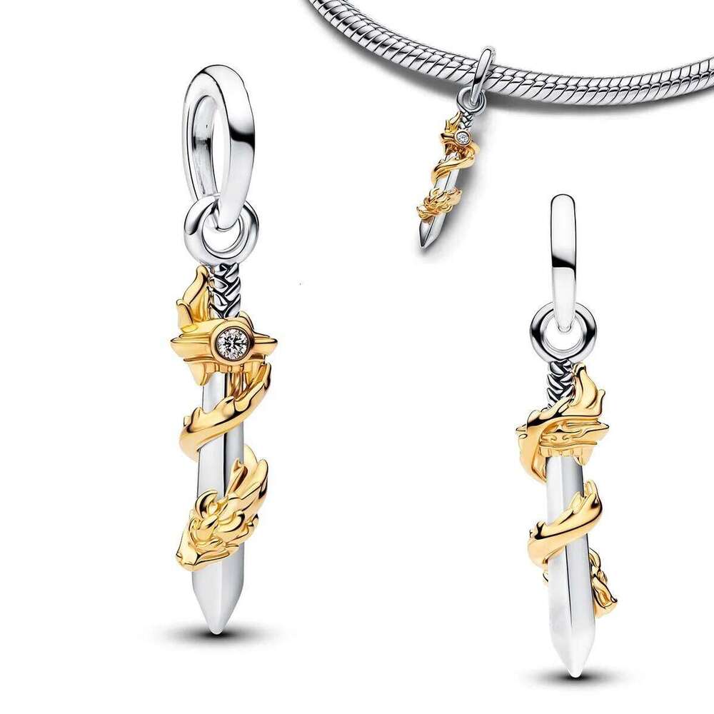 Heart Lock Enamel 925 Sterling Silver Golden Key Turtle Gem Crystal Heels Charms Sword Castle Beads Fit Bracelet Necklace Gift