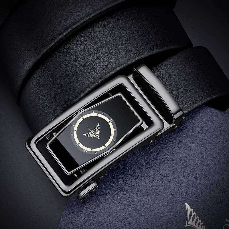 Men's leather 2024 new automatic business cowhide high-grade fashion trouser belt gift dad gold buckle Y260225