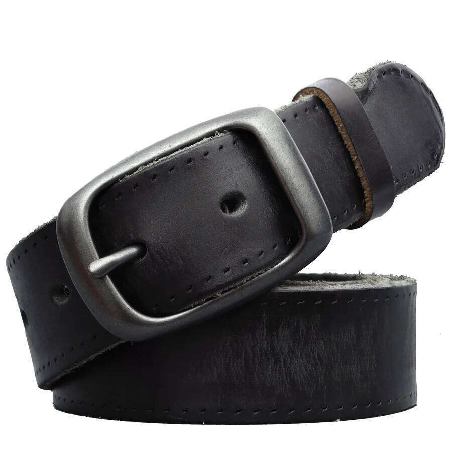 Leather Needle Buckle Vintage All-in-one Jeans with Simple Casual Designer Belt for Men Y260225