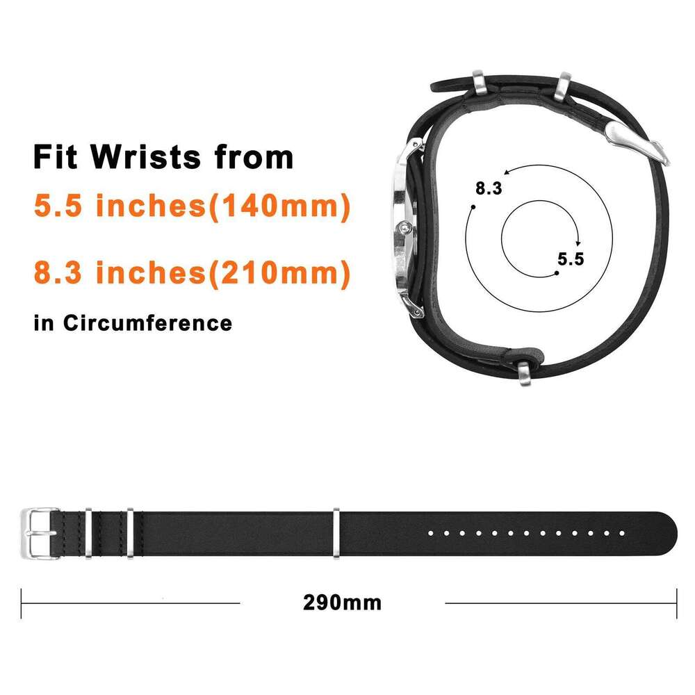 ANNEFIT Leather Band 18mm 20mm 22mm, Genuine Calfskin One-Piece Military Watch Straps for Men and Women Black Brown Blue Y260225