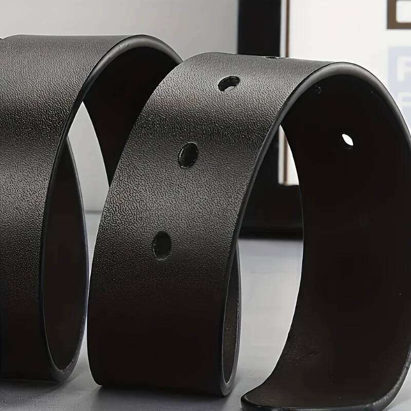 Men's Synthetic Leather Belt with Square Alloy Buckle - Black, Casual & Business Style, Durable Accessory Vintage Belts Y260225