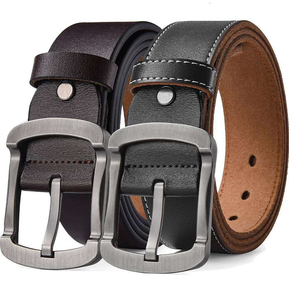 Men's 105-140 150 160 170cm Plus Size Soft Cowhide Belt Metal Pin Buckle Male Waistband Real Leather Jeans Waist Straps Y260225