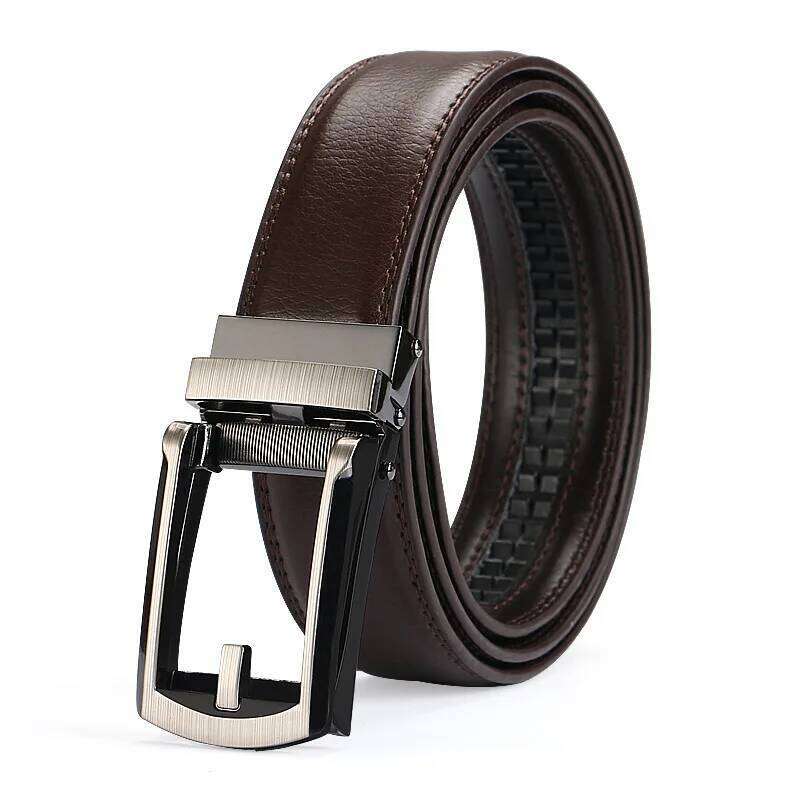 High Quality Faux Leather Men's Belt Waist Strap Male Automatic Belts for Men Alloy Buckle 3.1cm Black Brown Y260225
