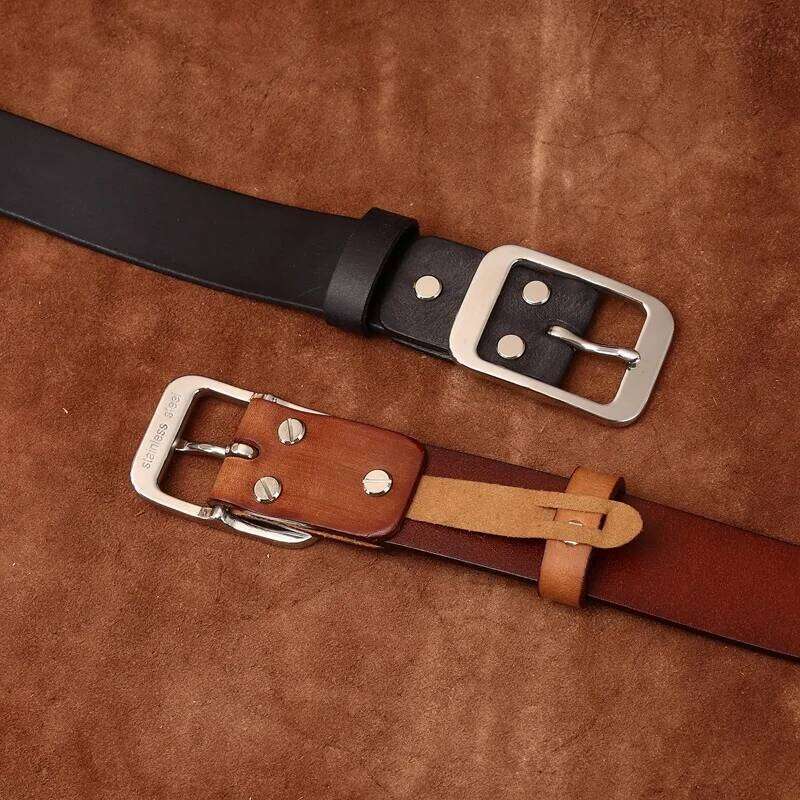 3.8CM Pure Cowhide Stainless Steel Needle Buckle Genuine Leather Casual Jeans Belt Men High Quality Luxury Male Strap Cintos Y260225