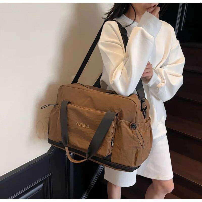 Foldable Travel Expandable Large Capacity Luggage Stylish Portable Dry-Wet Separation Multi-Functional Sports Fitness Bag Y260225