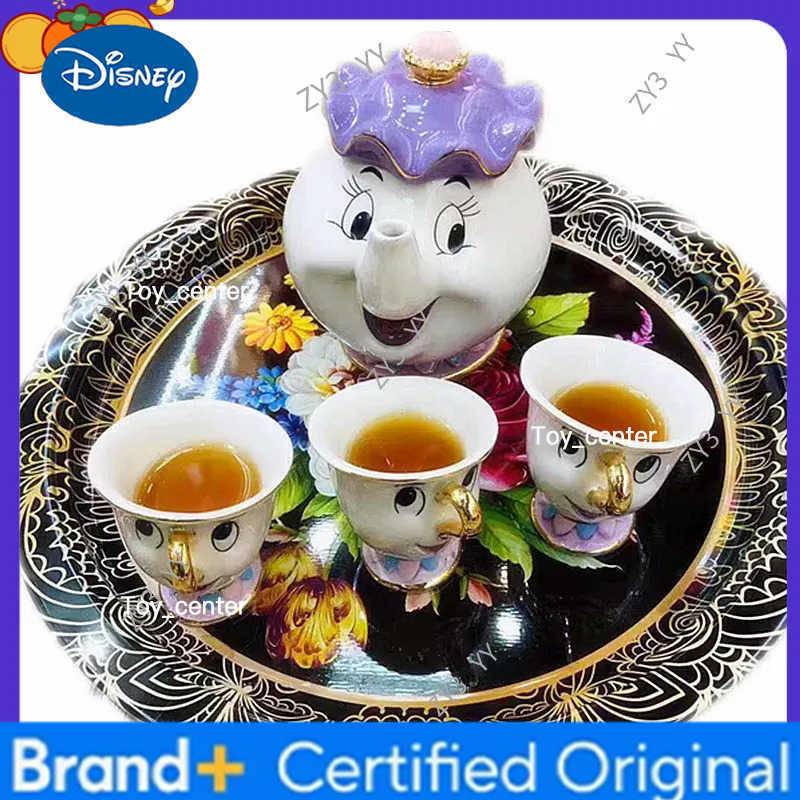 Disney Beauty And The Beast Mrs Potts Ceramic Teapot Chip Teacup Cartoon Character Collectible Set Home Decor Gift For Kids Fans H260225