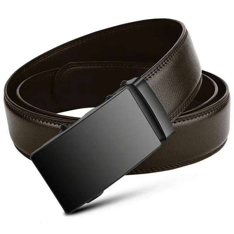 Fashion Automatic Buckle Famous Brand Business Belt PU Leather Waist Straps Black Male Jeans Belts for Men Y260225