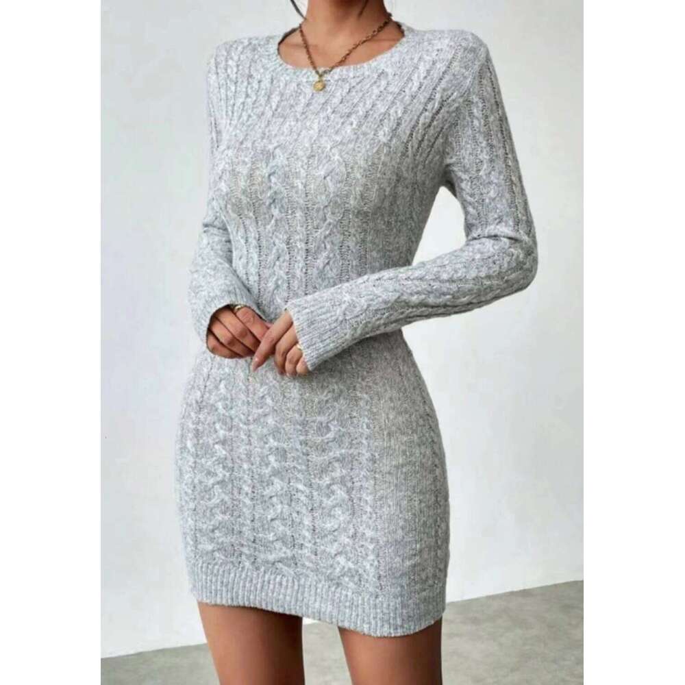Spice Girl niche temperament knit crew neck dress Women's new autumn and winter slim base with short skirt XJ260225