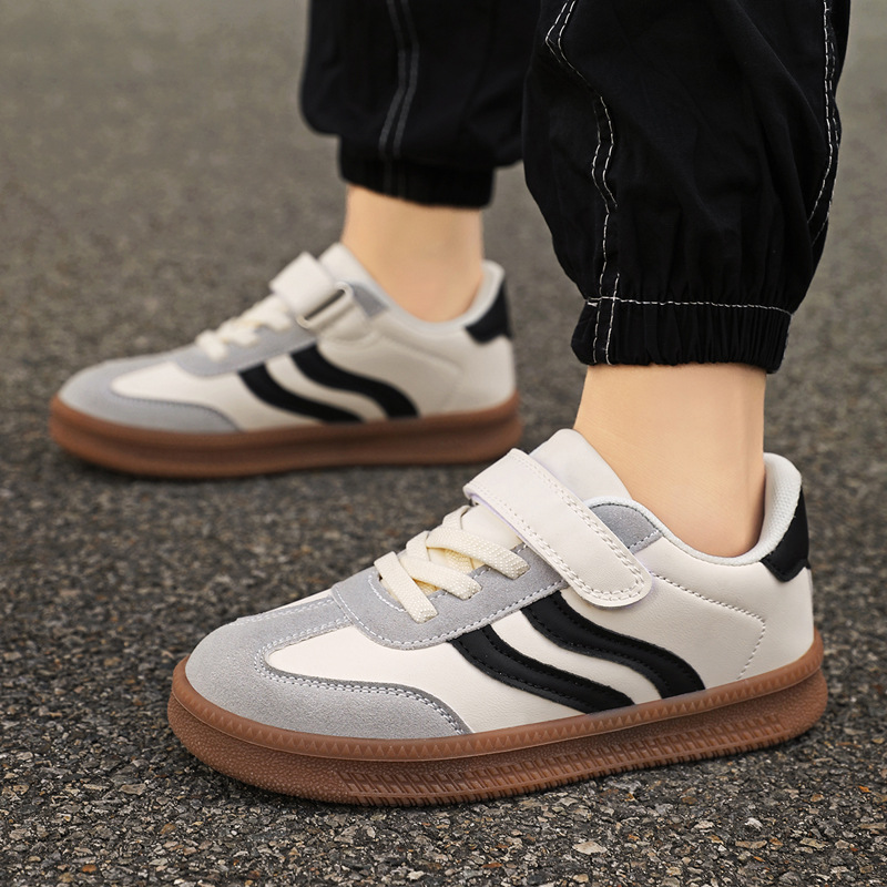 Free shipping Kids Running Shoes Autumn Children Sports Shoes PU Splicing Breathable Girls Boys Baby Leather Casual Shoes Soft Soles Non-slip Baby Spo