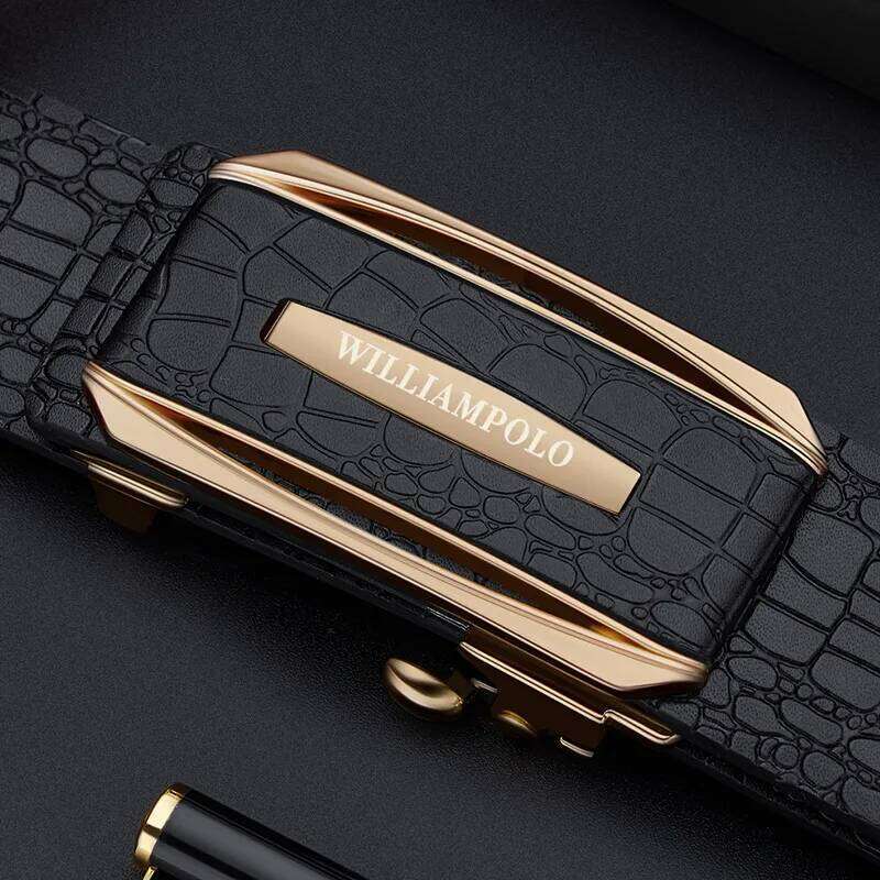 Fashionable automatic buckle men's casual pants cowhide business belt Y260225