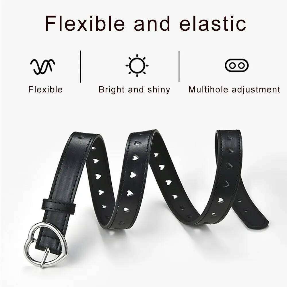 Children Peach Buckle Cute Fashionable Waistband Love Heart Eyelet Decoration Waist Belt Y260225