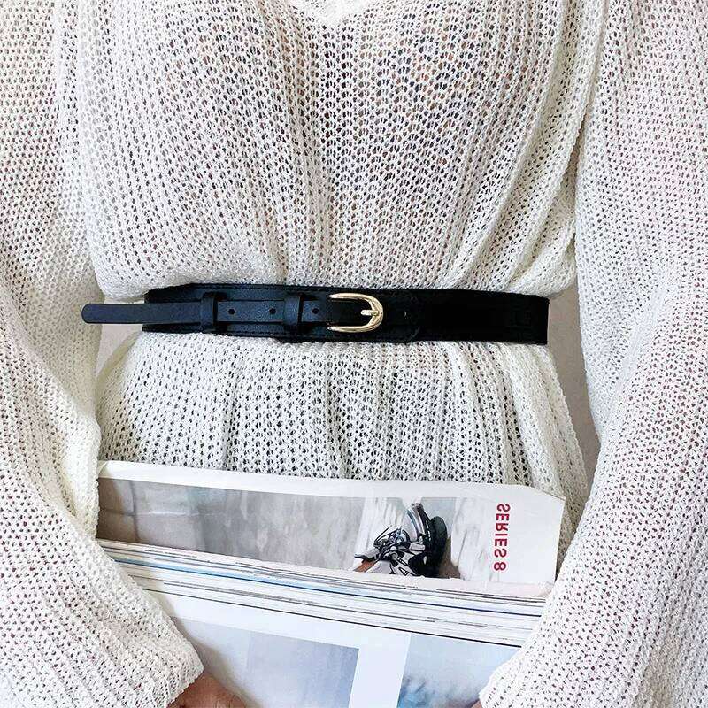 Retro Metal Buckle PU Leather Women Belt All-match Ins Skinny Waist Straps Lady Female Dress Coat Decorative Waistband Y260225