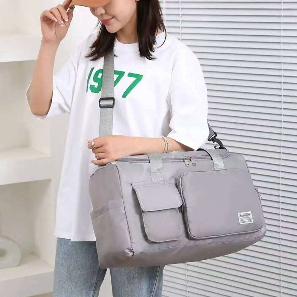 Zipper Oxford Travel Luggage Sturdy Foldable Nylon Duffle Bag Multi Layered Solid Color Large Capacity Handbag Sports Y260225