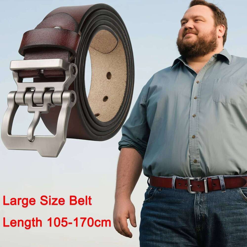 Large Size 140 150 160 170cm Men's Genuine Leather Belts Adjustable Formal Waistband for Jeans Pants Perfect Father'S Day Gift Y260225