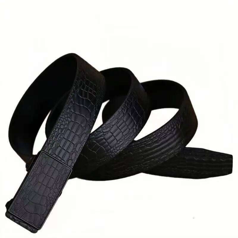 Genuine Leather Automatic Buckle Crocodile Pattern Multifunctional Light Luxury Men's Business Trouser Belt Y260225