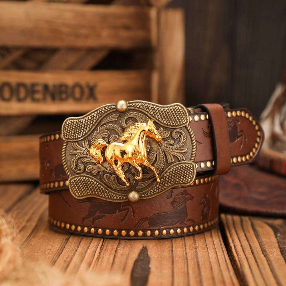 A casual, individual retro a clothing accessory PU brown belt, metal buckle, suitable for both men and women Y260225