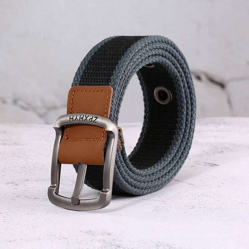 3.5cm Outdoor Canvas Men's Solid Color Black and Red Striped Woven Alloy Pin Buckle Sports Overalls Belt for Men Wholesale Y260225