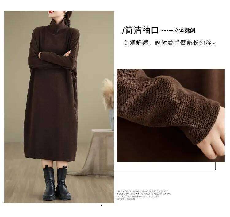 Pounds Plus Size Spring and Autumn Turtleneck Sweatshirt Skirt Women Fashion Slim Temperament Casual Long-sleeved Dresses XJ260225
