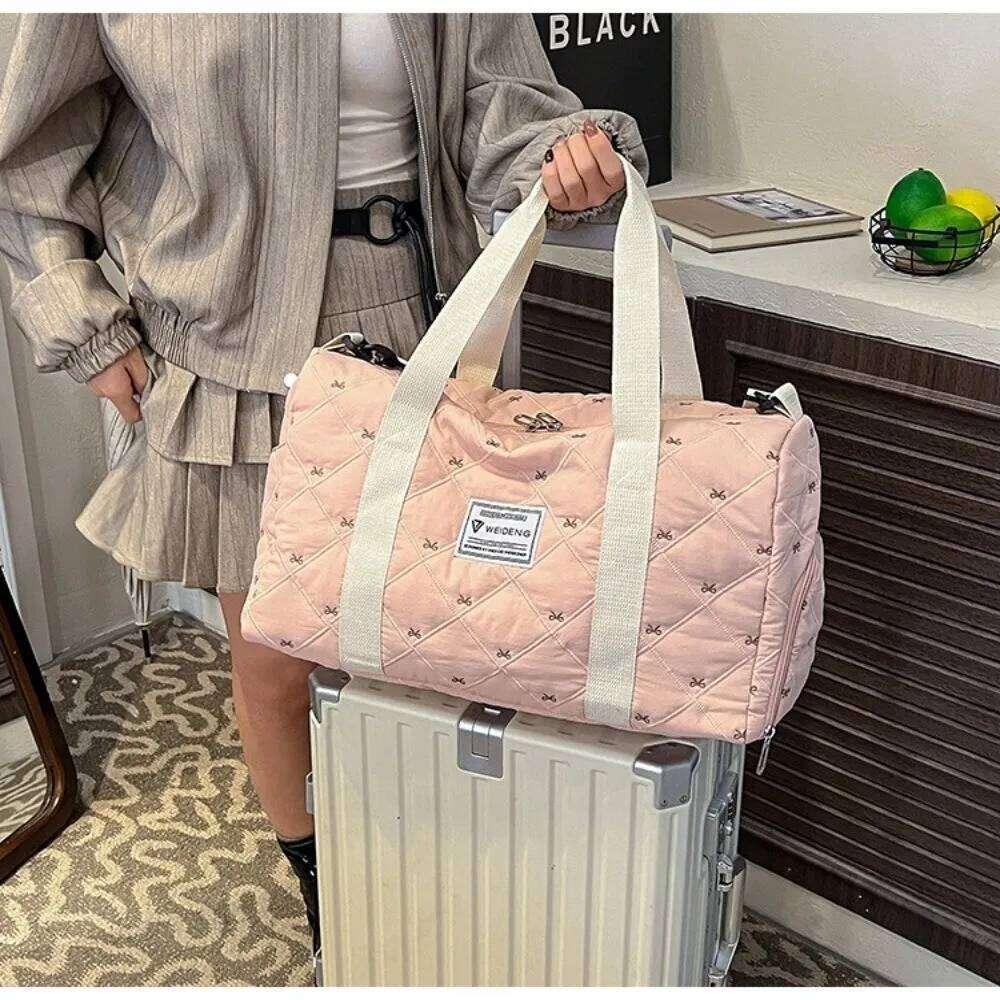 New Large Capacity Tote Bag Waterproof With Shoe Compartment Sport Bags Bow Multi-functional Handbags Travel Y260225