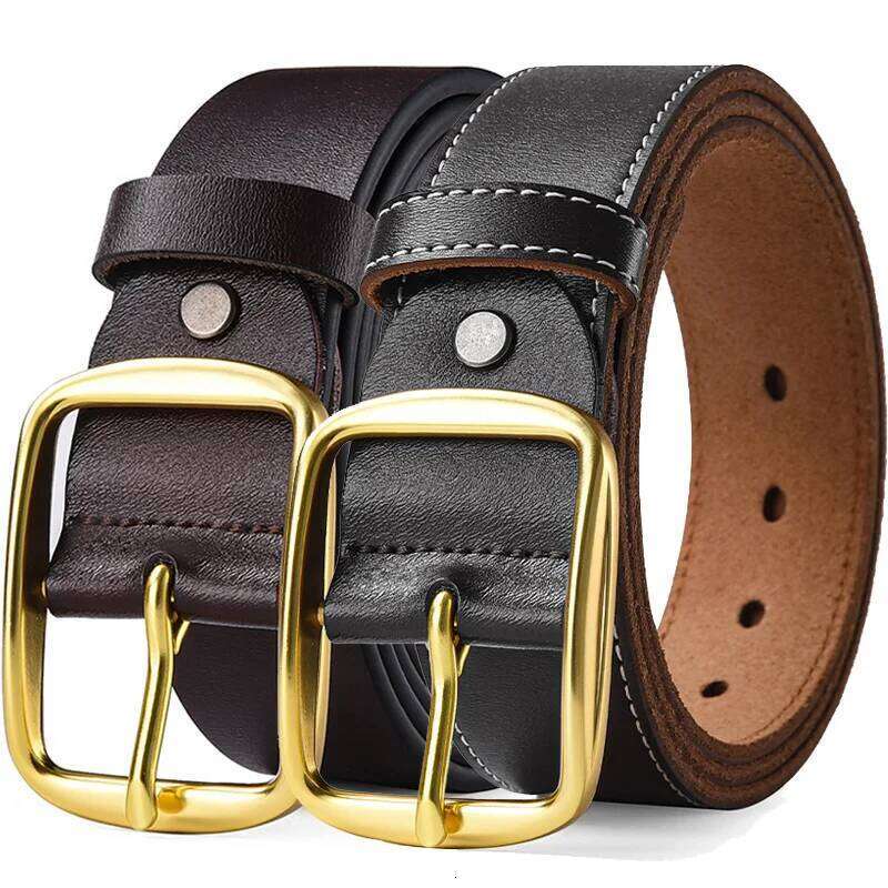 3.8CM Cowhide Copper Buckle Waistband Large Size 105-140 150 160 170cm Genuine Leather Jeans Belt Men's Luxury Male Strap Cintos Y260225