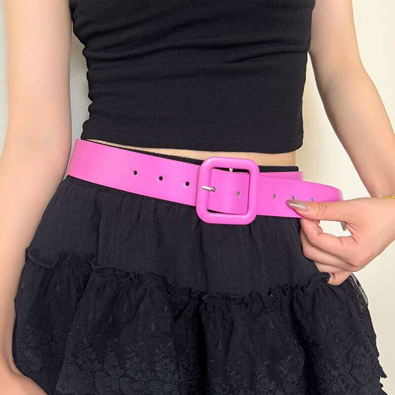 Y2k Pink for Women 2024 New Square Buckle Belt Dopamine Spicy Girl Decoration with Skirt Versatile Trend Y260225
