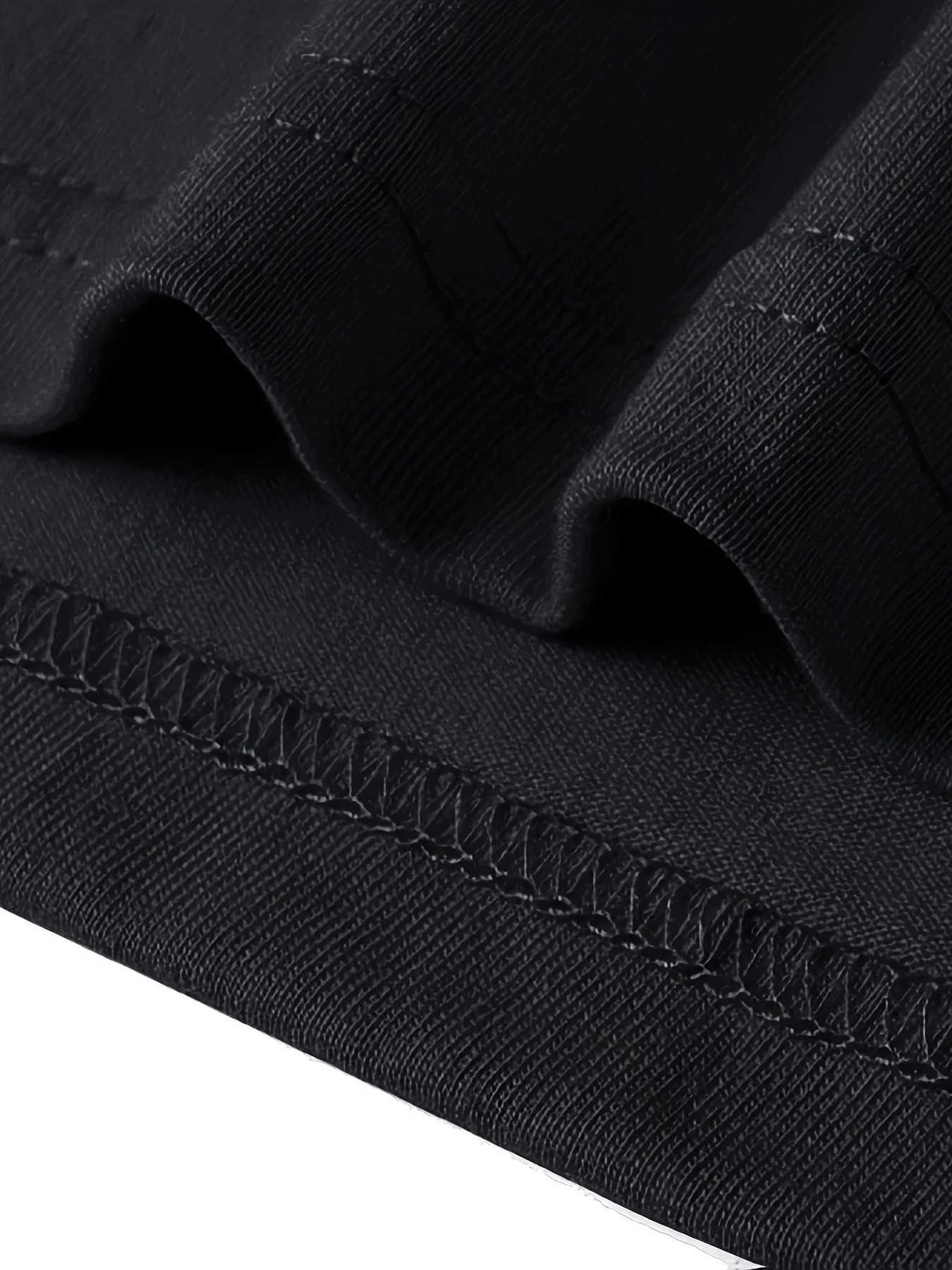 Men's 100% Cotton Oversized T-Shirt Breathable Short Sleeve Round Neck Minimalist Black Grid PrintT260225