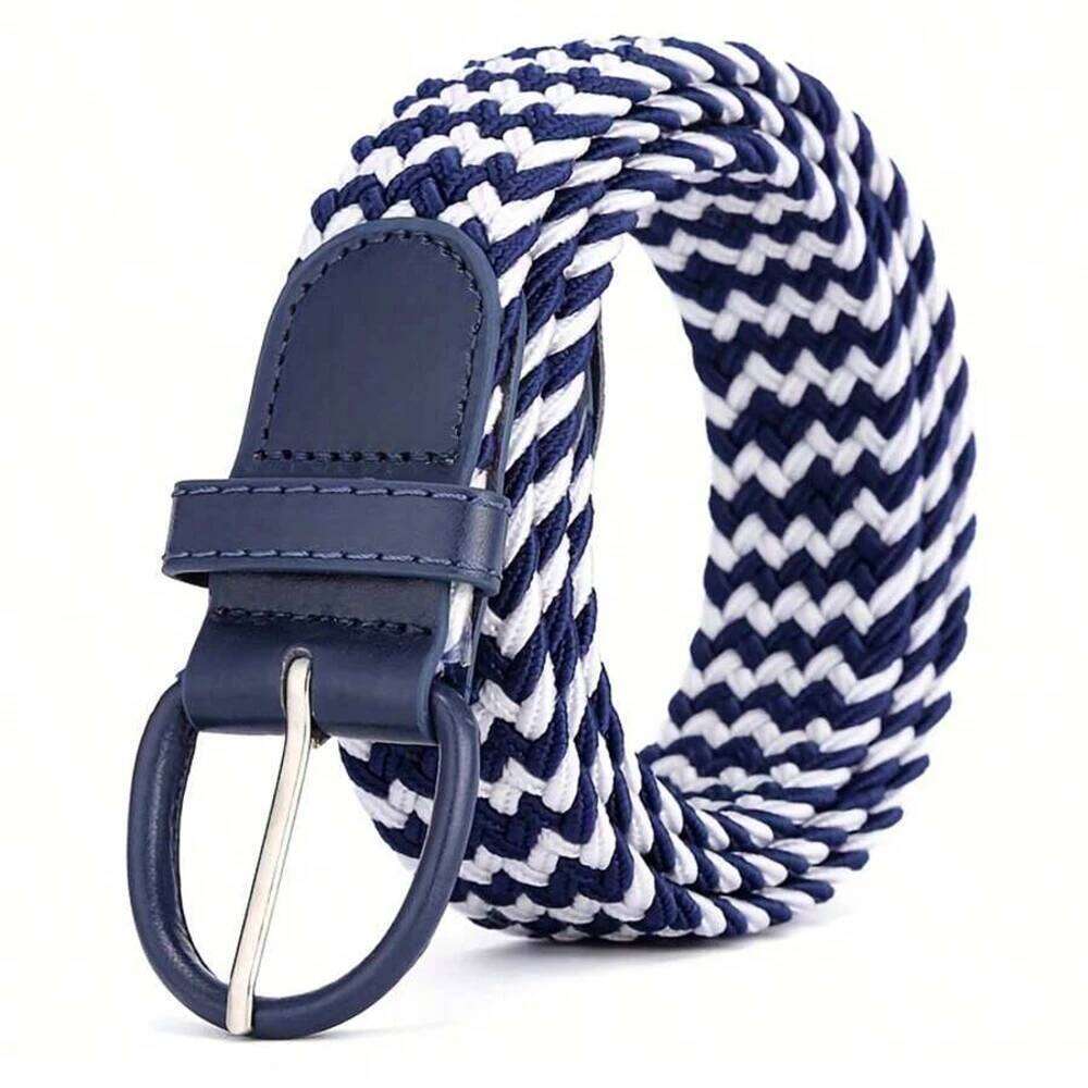 1Pcs Luxury Men's Elastic Woven Casual Sports Canvas Golf Belt Adjustable Waistband Y260225
