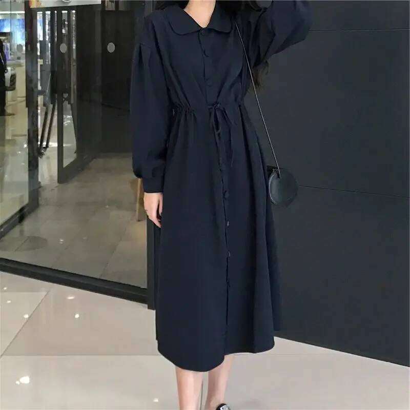 Spring and Autumn New French Chic Lapel Long Sleeve Commuting Dress XJ260225