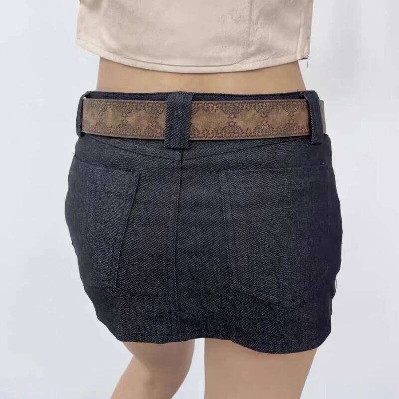 Y2K Retro Pu Embossed Belt American Vintage Leather Waistband Punk Brown Waist Deco Belts Unisex Streetwear Fashion Accessories Y260225