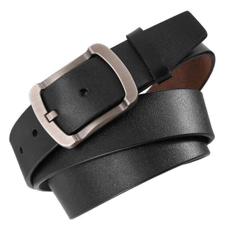 Men's 105-140 150 160 170cm Plus Size Soft Cowhide Belt Metal Pin Buckle Male Waistband Real Leather Jeans Waist Straps Y260225