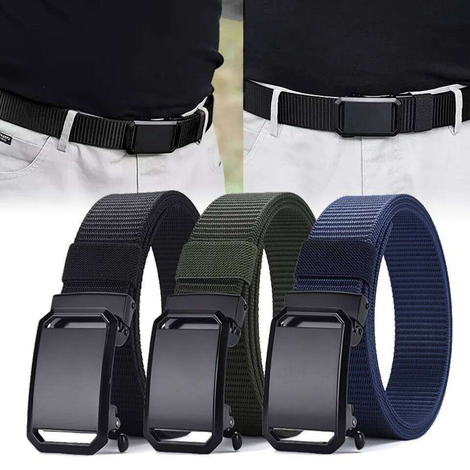 New Automatic Buckle Belt, Canvas Tactical Workwear Casual Outdoor Military Training Pants Belt For Men Y260225