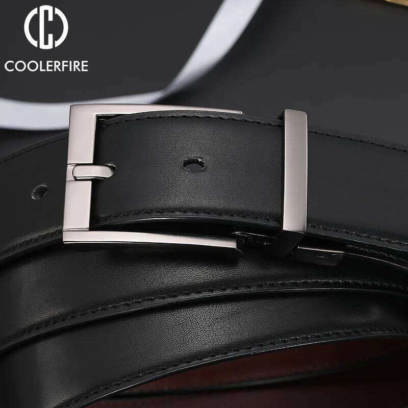 Business Dress Belts for Men Genuine Leather Reversible Buckle Brown and Black Belt HQ110 Y260225