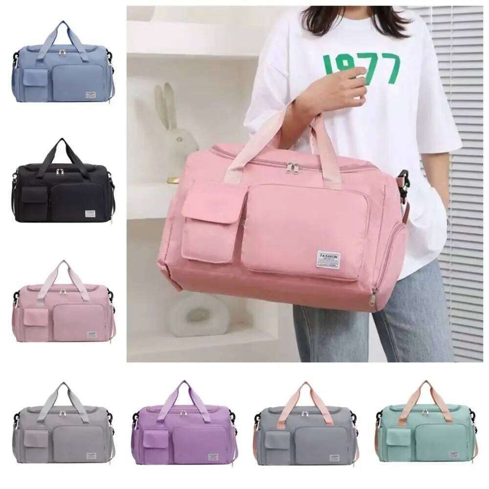 Oxford Travel Luggage Foldable Multi-functional Nylon Duffle Bag Solid Color with Shoe Compartment Large Capacity Handbag Y260225