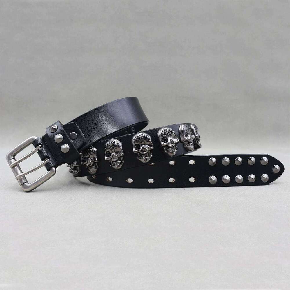 Heavy Metal Punk Belt Genuine Leather Hip Hop Belts For Men Cross Rivet Jeans male Strap Ceinture Homme designer belt Y260225