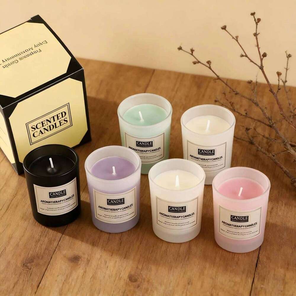 1pc Trendy Matte White Glass Cup Candle - Minimalist Scented Home Decor, Smokeless Aromatic for Living Room Office H260225