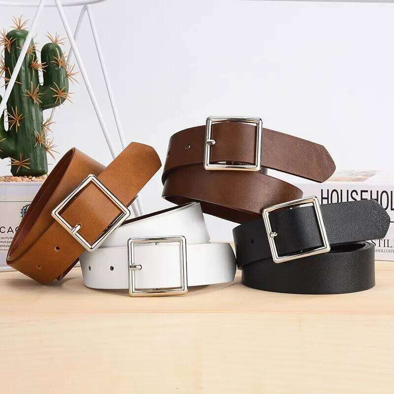 2023 Women'S Soft Pu Leather Square Pin Buckle Jeans Black Belt Chic Luxury Brand Fancy Vintage Strap Female Y260225