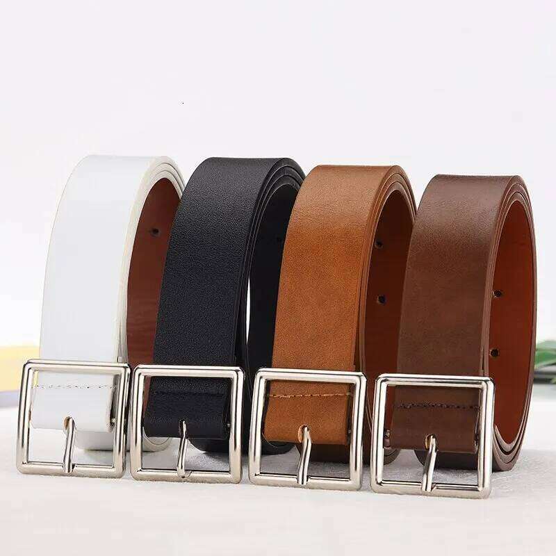 2023 Women'S Soft Pu Leather Square Pin Buckle Jeans Black Belt Chic Luxury Brand Fancy Vintage Strap Female Y260225