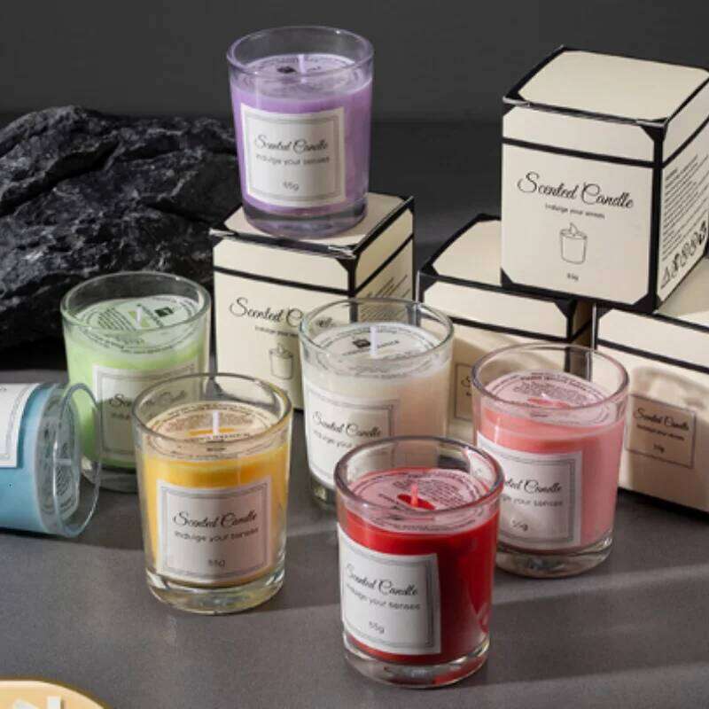 Boxed aromatherapy high-end glass cups, soy smoke-free scented candles, gifts H260225