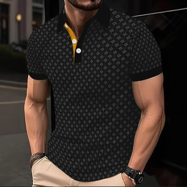 New Style Male Classic Polo Casual Short Sleeved Round Neck D Printed Lapel Shirt For Outdoor Sports And Clothing Apparel Fashion Tops