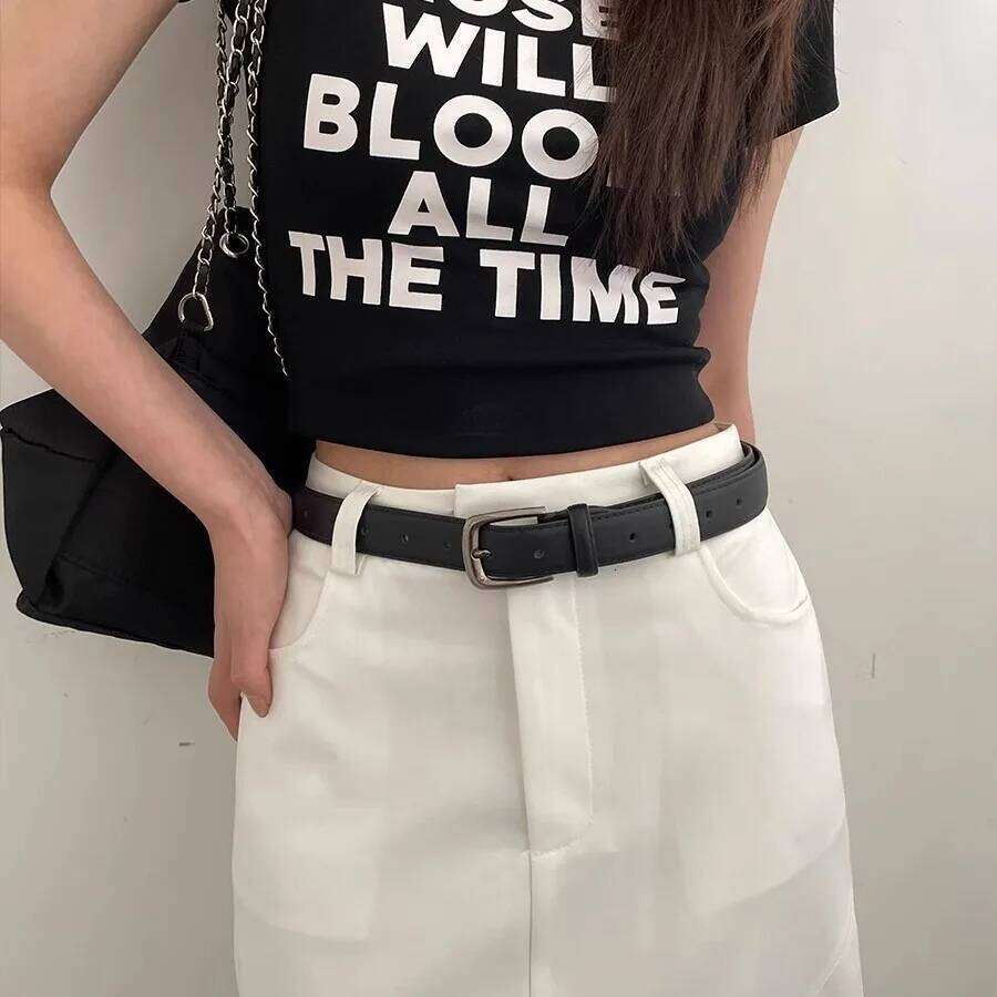 2.8x108cm PU Leather for Women Vintage Summer Silver Buckle Korean Female Jeans Coat Dress Waistband Mens Waist Belt Y260225