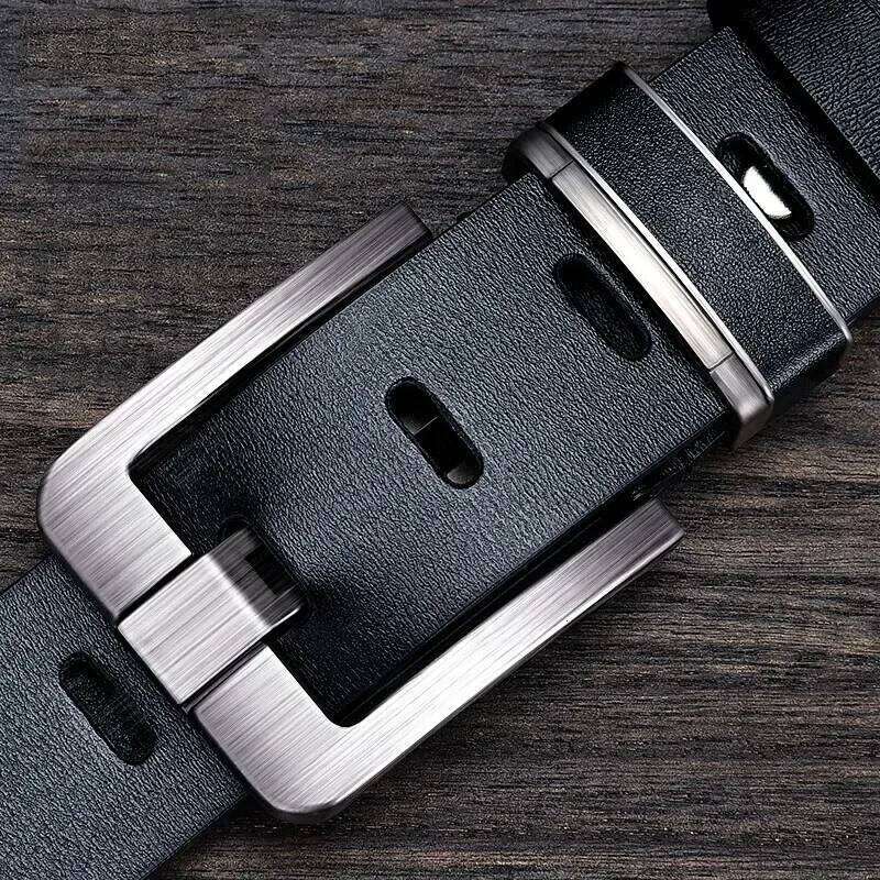 Fashion Metal Alloy Pin Buckle New Leather Cowhide Men's Belt Adult Luxury Jeans Business Casual Waist Male Strap Brand Y260225