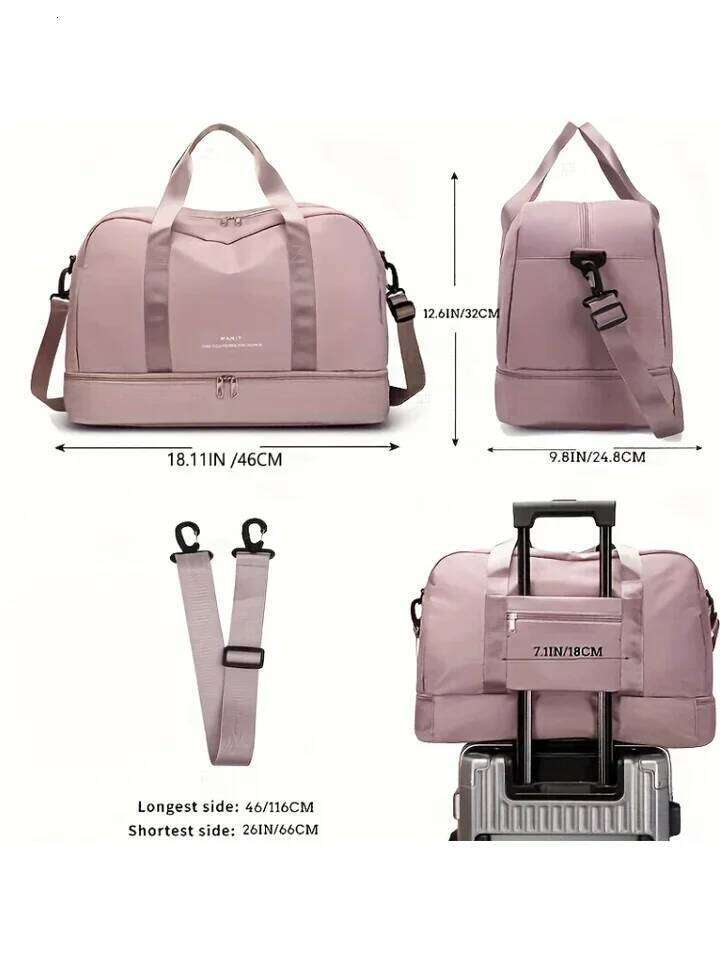 Expandable Travel Duffle for Women, Sports Handbag, Fitness Bag, Large Capacity, One Shoulder Weekend Overnight Bag Y260225