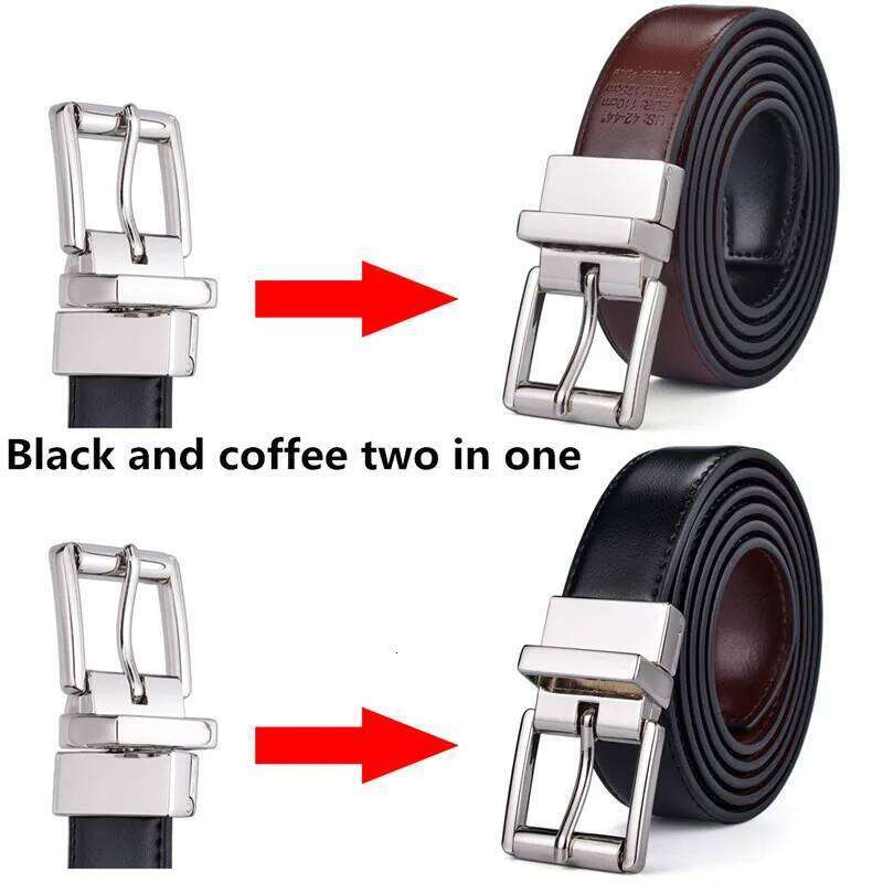 1Pcs Mens Reversible Leather Dress Casual Belts Men 2.8cm Wide One Reverse for 2 Colors Y260225