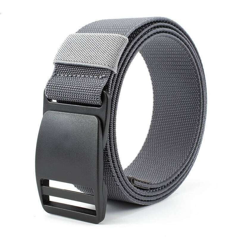 Nylon Canvas for Women Men Pants Jeans 1.5inch Plastic Buckle Metal Free Elastic Belt Military Tactical Waist Belt-Black Y260225