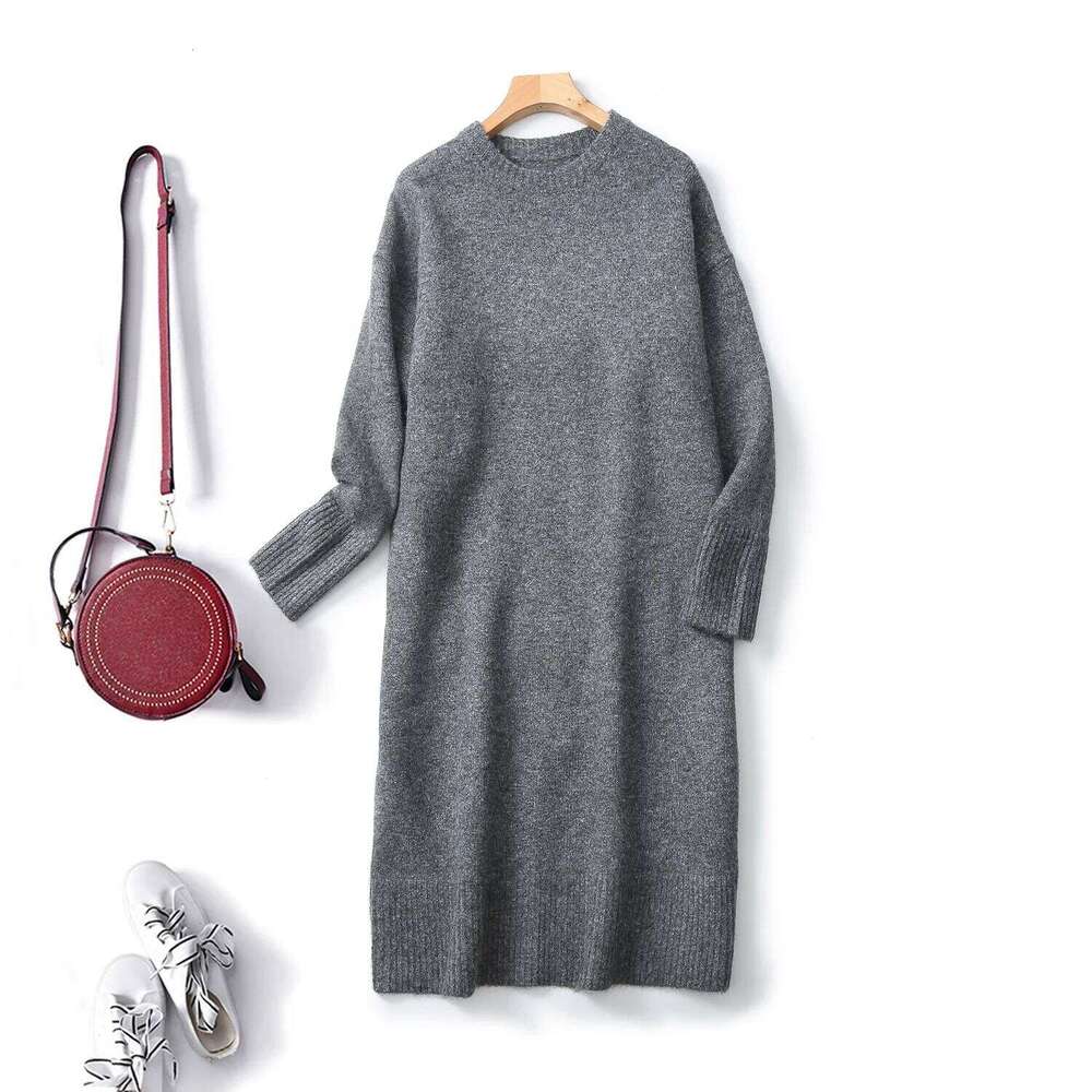 Ethereal 2024 new style of Women's casual long round neck wool blend dress XJ260225